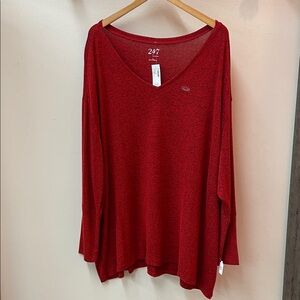 Maurices Rich Red V-Neck Long Sleeve Top NWT Plus 4X Great for Valentine’s Day